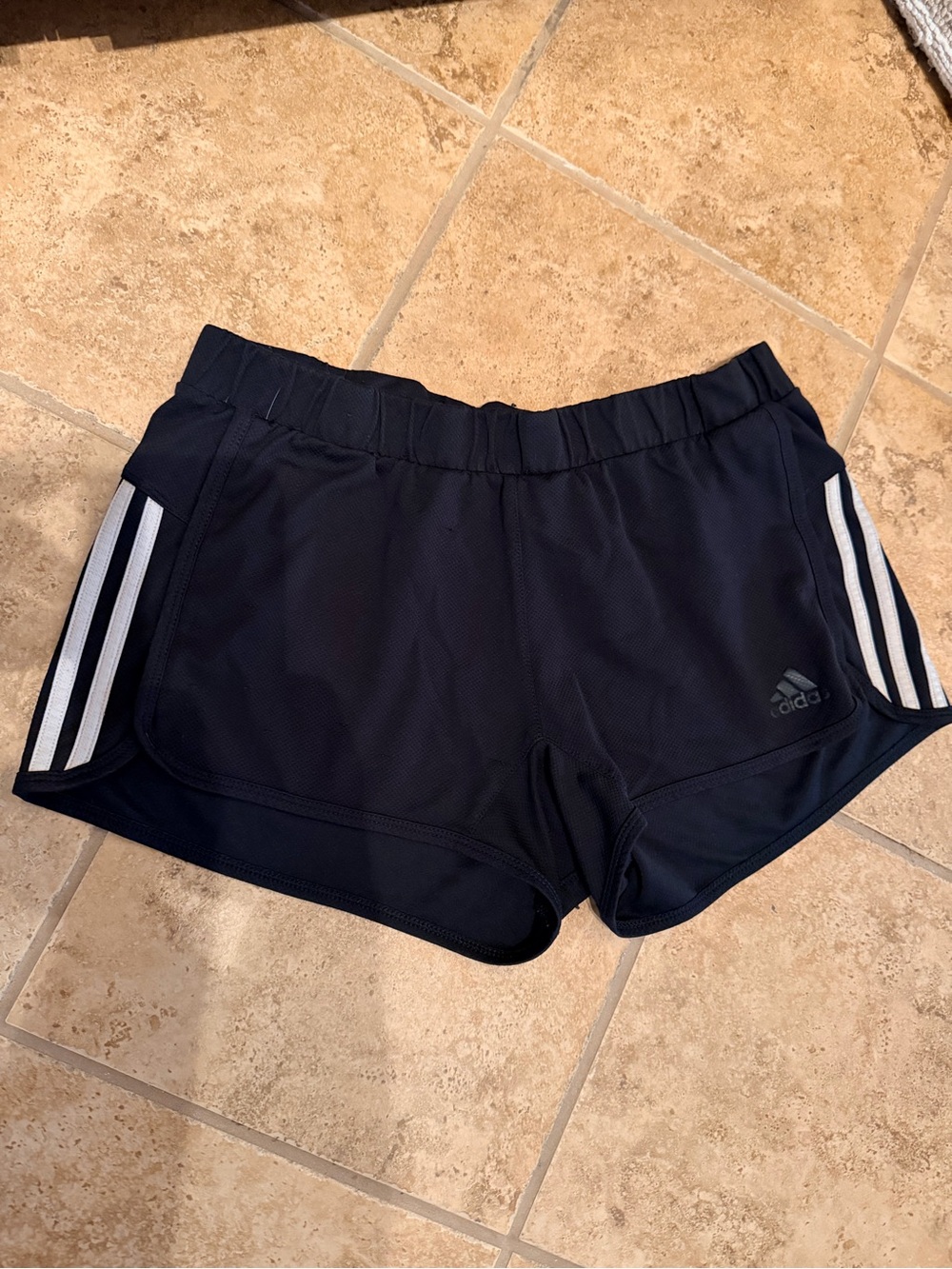 adidas black athletic Shorts with White Three-Stripes